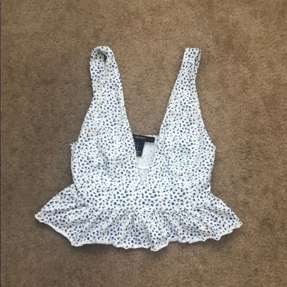 Floral frilled crop top